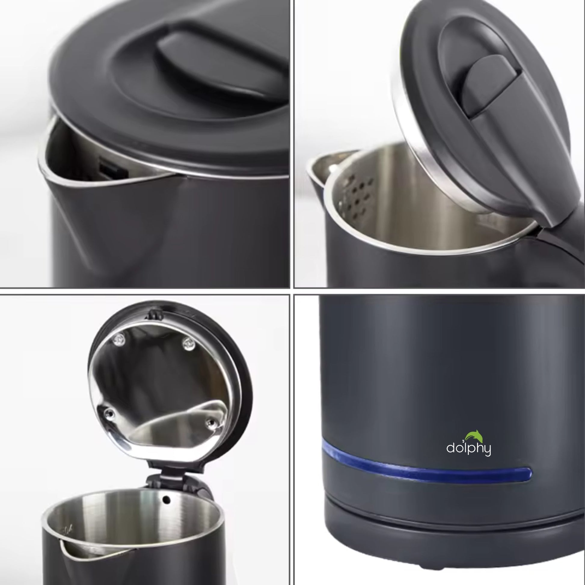 0.8L Electric Kettle Matt Black With Light Design - Image 5