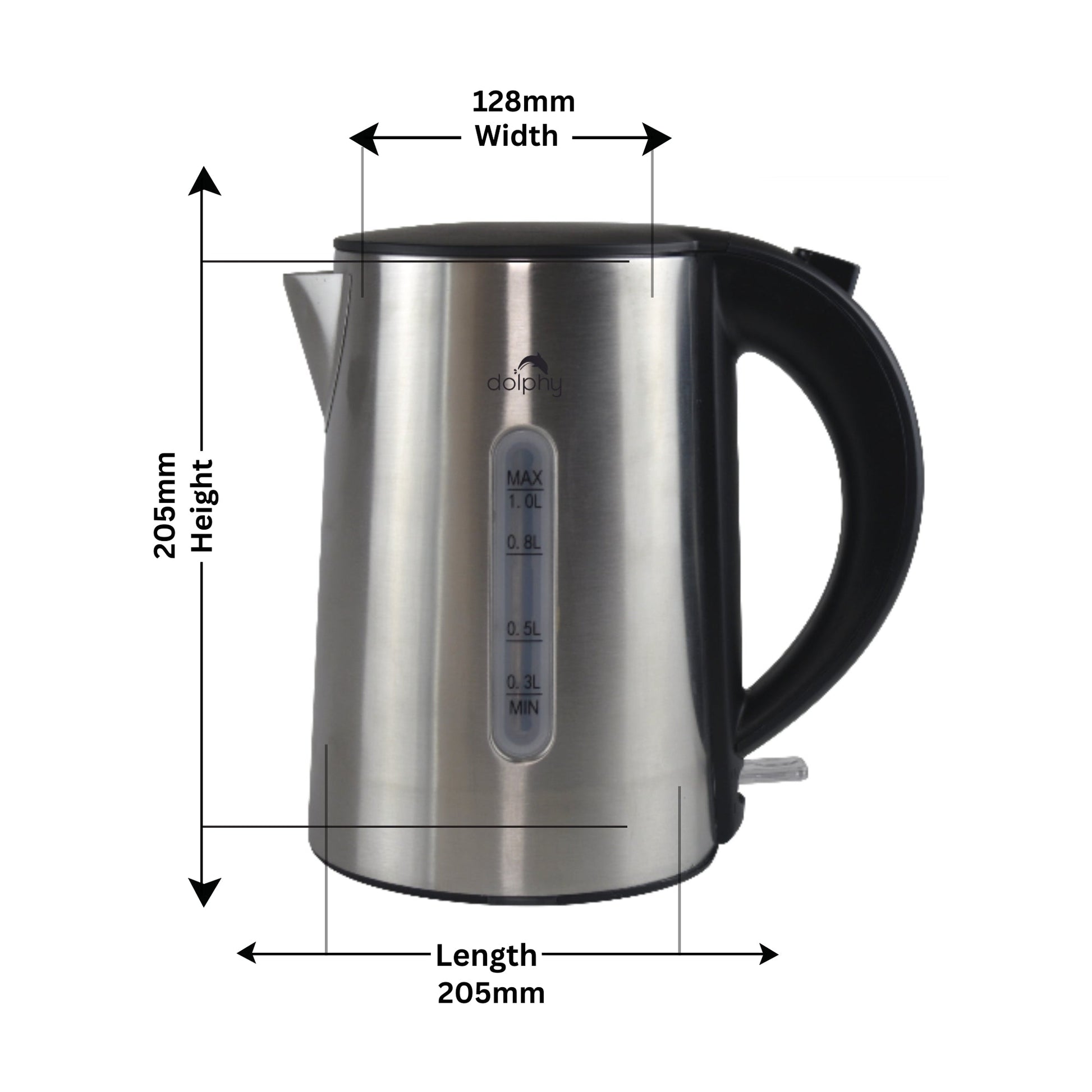 1.0L Brushed Silver Stainless Steel Kettle - Image 2