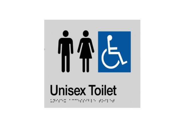 Unisex Toilet Braille Sign Silver/Black - Image 2