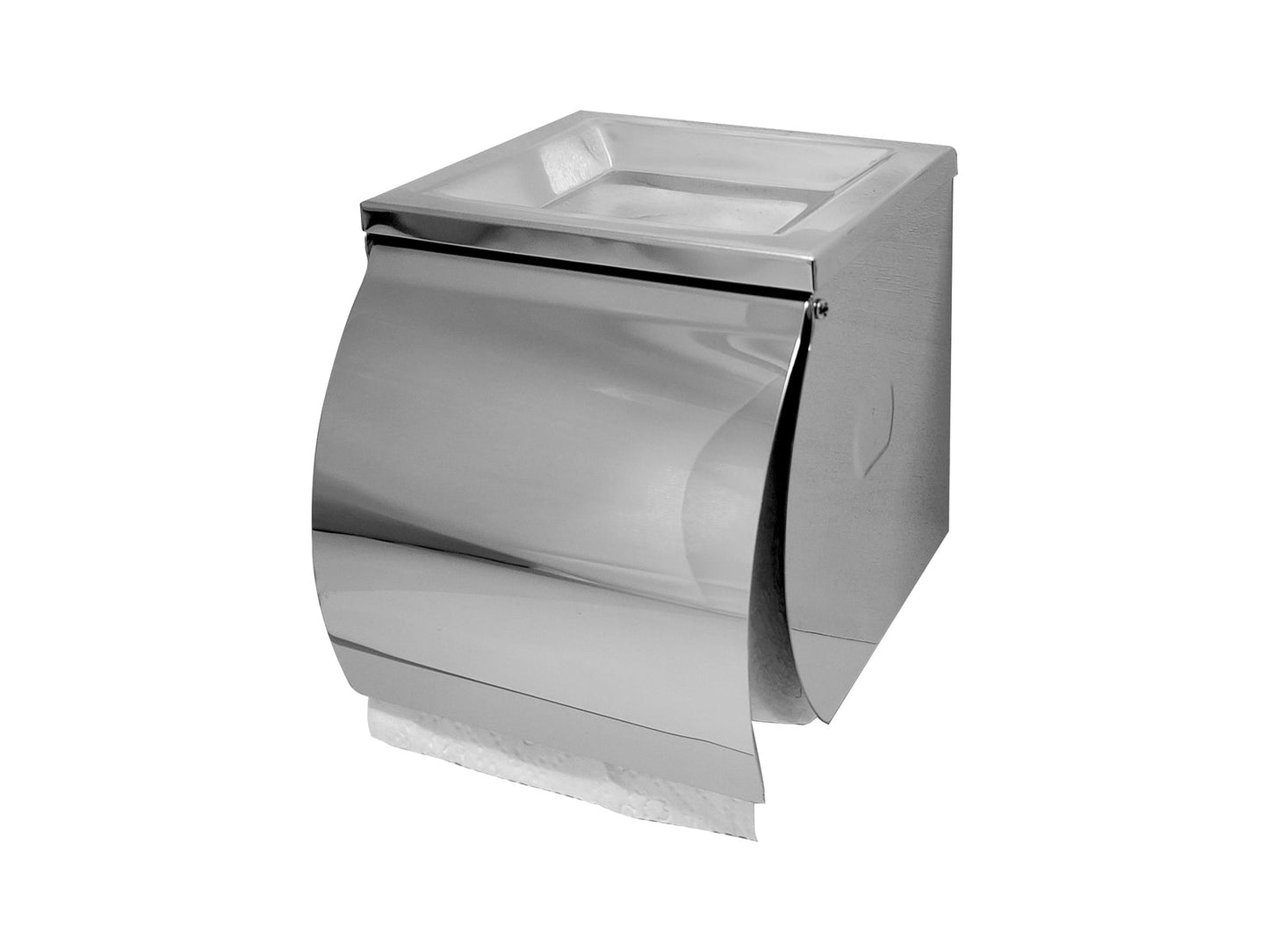 SS Single Toilet Roll Holder with Shelf - Image 2