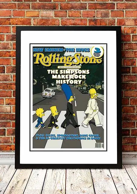 The Simpsons 'Abbey Rd' Rolling Stone Magazine Cover! - Framed A2