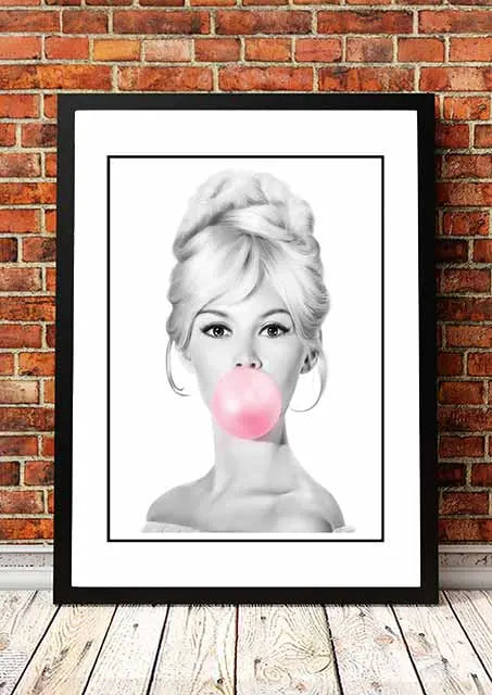 Bridgit Bardot ‘Bubblegum’ Pop Art Poster - Framed A2