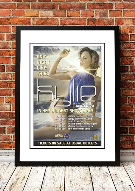 Kylie Minogue ‘On A Night Like This’ Australian Tour Poster 2001 - Framed A2