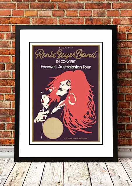 Renee Geyer ‘Farewell Australasia' Tour Poster 1976 - Framed A4