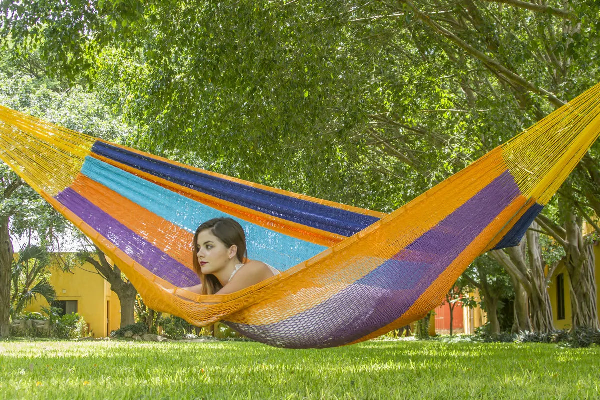 Outdoor undercover cotton Mayan Legacy hammock King size Alegra