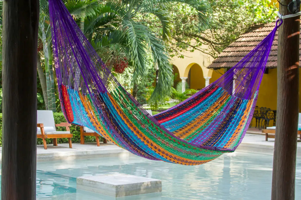 Mayan Legacy Queen Size Outdoor Cotton Mexican Hammock in Colorina Colour - Image 2