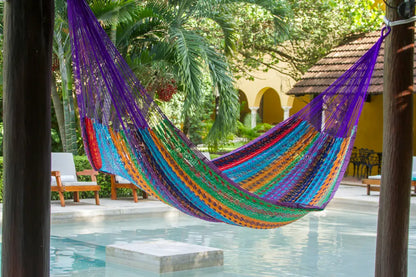 Mayan Legacy Queen Size Outdoor Cotton Mexican Hammock in Colorina Colour - Image 2