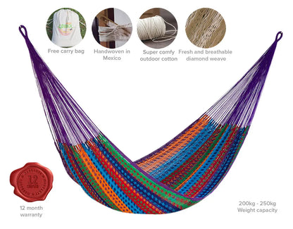 Mayan Legacy Queen Size Outdoor Cotton Mexican Hammock in Colorina Colour - Image 4