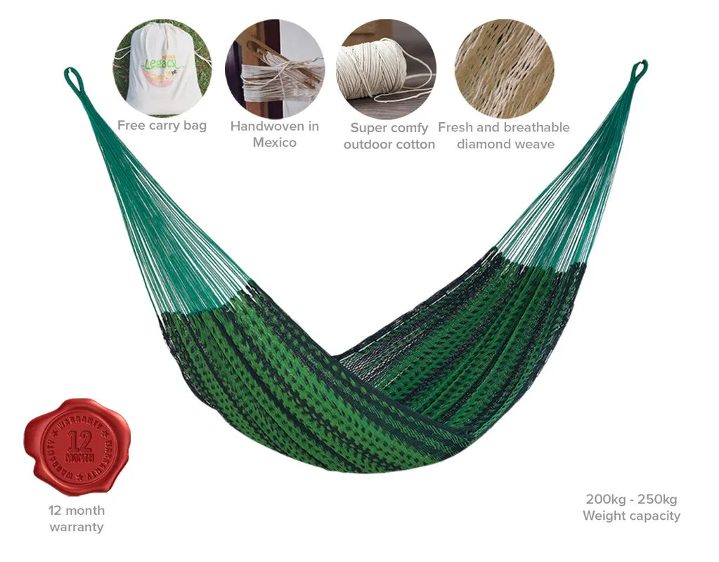 Mayan Legacy Queen Size Outdoor Cotton Mexican Hammock in Jardin Colour - Image 4