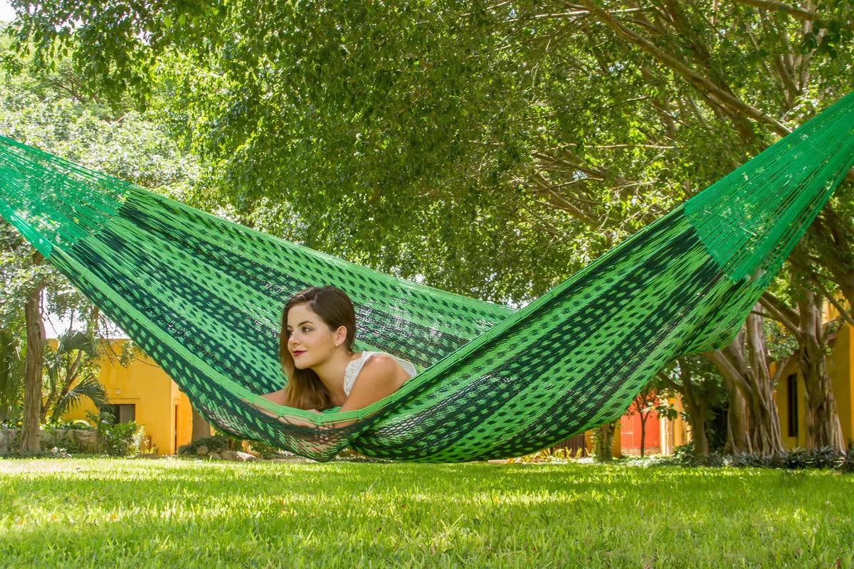Mayan Legacy Queen Size Outdoor Cotton Mexican Hammock in Jardin Colour - Image 6