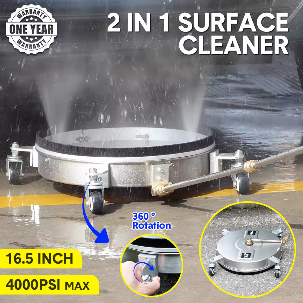 2In1 Surface Cleaner 16.5Inch Undercarriage Washer Pressure Washer Max 4000PSI 1/4 Quick Connector with Universal Wheels and Wands for Car Ground Cleaning - Image 2