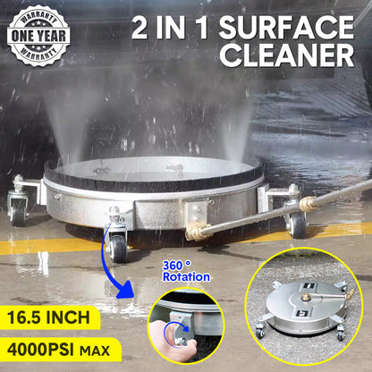 2In1 Surface Cleaner 16.5Inch Undercarriage Washer Pressure Washer Max 4000PSI 1/4 Quick Connector with Universal Wheels and Wands for Car Ground Cleaning - Image 2