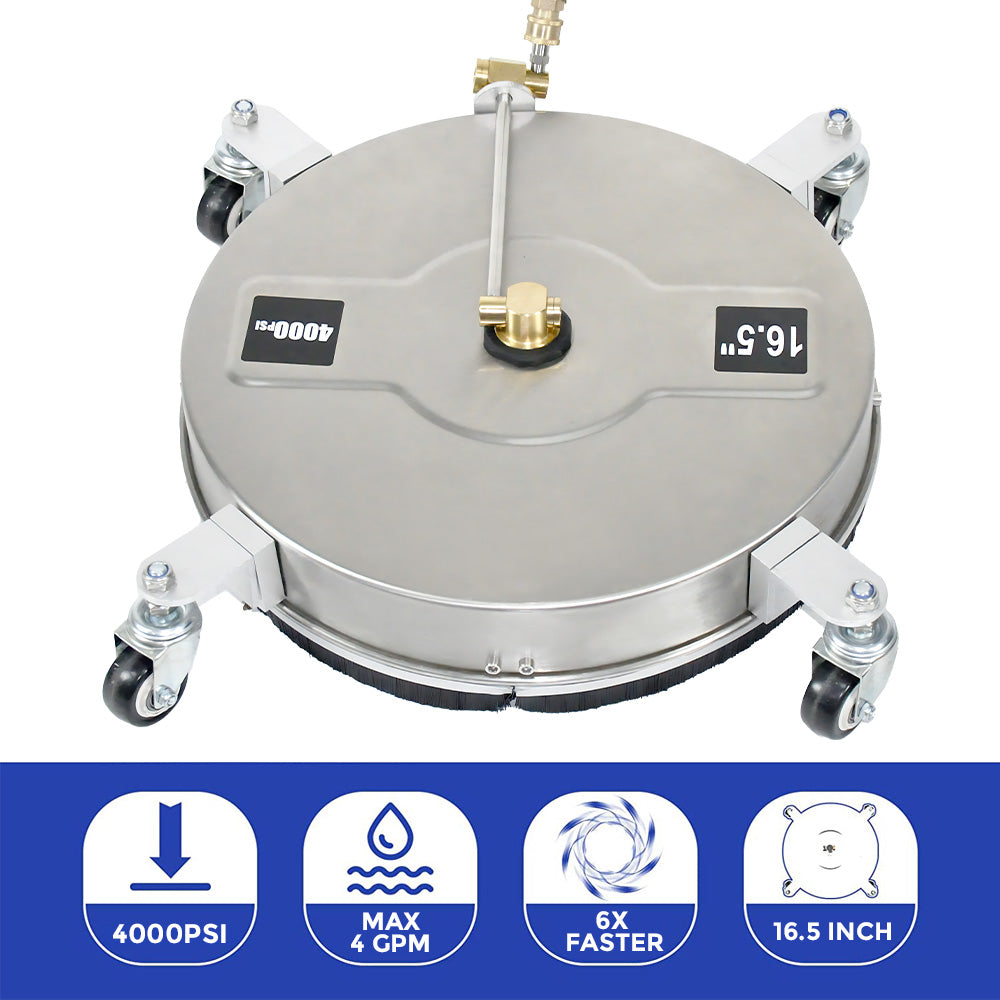 2In1 Surface Cleaner 16.5Inch Undercarriage Washer Pressure Washer Max 4000PSI 1/4 Quick Connector with Universal Wheels and Wands for Car Ground Cleaning - Image 5