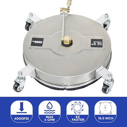 2In1 Surface Cleaner 16.5Inch Undercarriage Washer Pressure Washer Max 4000PSI 1/4 Quick Connector with Universal Wheels and Wands for Car Ground Cleaning - Image 5