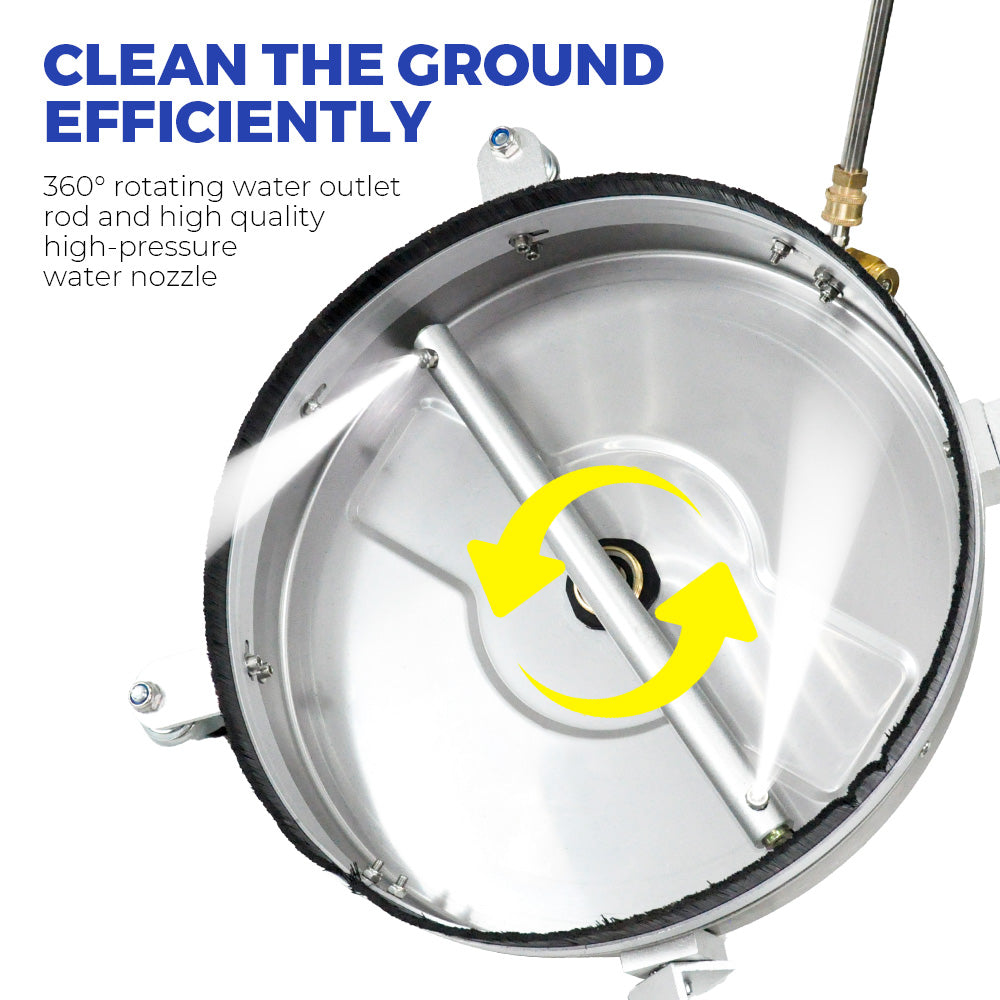2In1 Surface Cleaner 16.5Inch Undercarriage Washer Pressure Washer Max 4000PSI 1/4 Quick Connector with Universal Wheels and Wands for Car Ground Cleaning - Image 8
