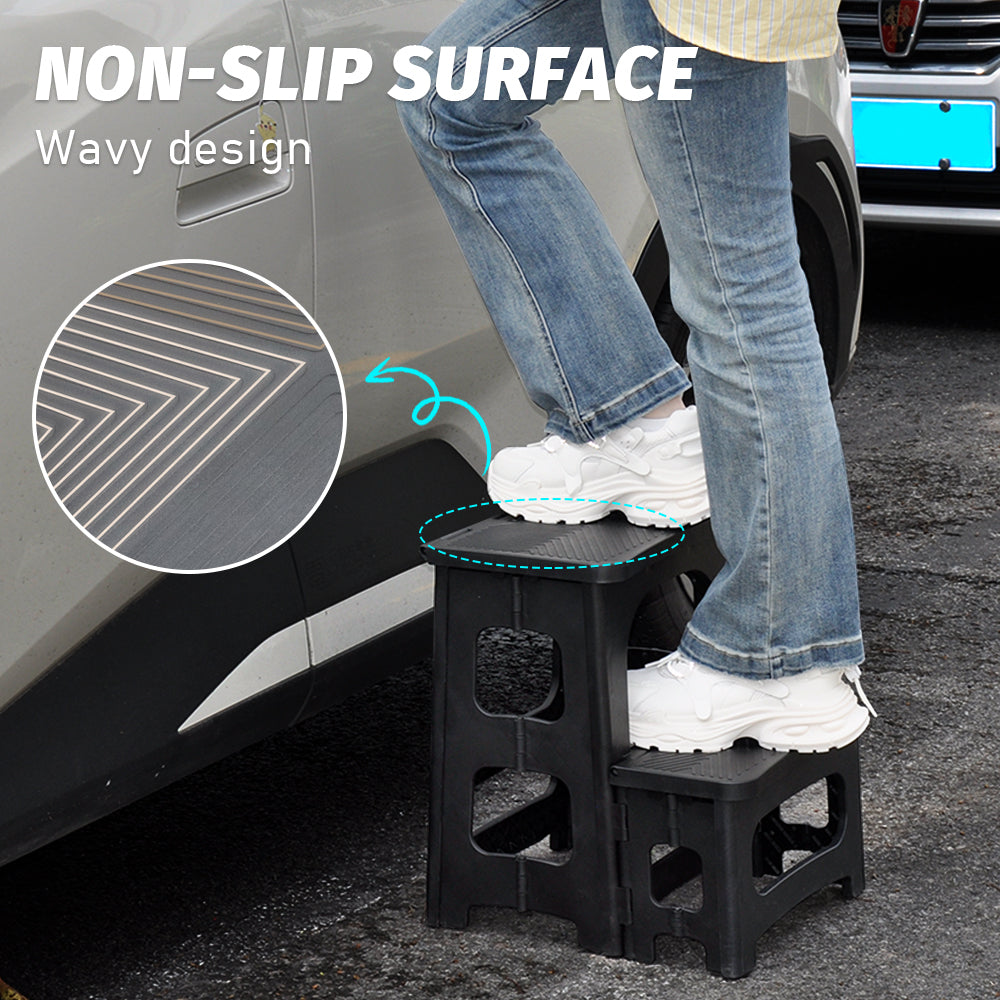 Multipurpose Portable Folding 2 Step Stool Non-Slip PP Collapsible Step Ladder Stool For Office Garage Library Closet Bathroom Kitchen Household Car RV - Image 4
