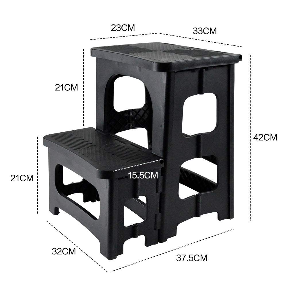 Multipurpose Portable Folding 2 Step Stool Non-Slip PP Collapsible Step Ladder Stool For Office Garage Library Closet Bathroom Kitchen Household Car RV - Image 7