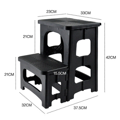 Multipurpose Portable Folding 2 Step Stool Non-Slip PP Collapsible Step Ladder Stool For Office Garage Library Closet Bathroom Kitchen Household Car RV - Image 7