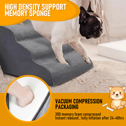 3 Tiers Dog Ramp Non-Slip Pet Steps Cat Stairs Foam Soft Pet Slope Max 40LBS Load for High Beds Sofa Couches With Zippered Washable Corduroy Cover Indoor - Image 5