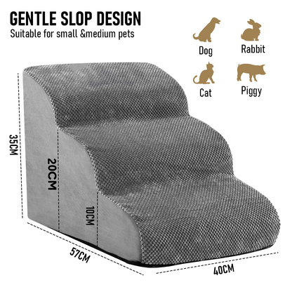 3 Tiers Dog Ramp Non-Slip Pet Steps Cat Stairs Foam Soft Pet Slope Max 40LBS Load for High Beds Sofa Couches With Zippered Washable Corduroy Cover Indoor - Image 7