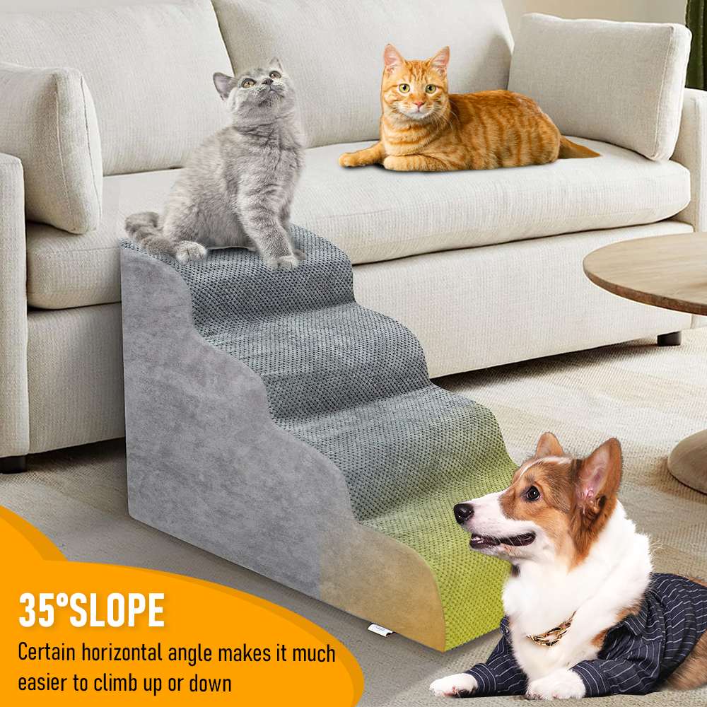 Non-Slip 4 Tiers Dog Ramp/Step/Stair Foam Dog Steps for High Beds or Couches - Image 4