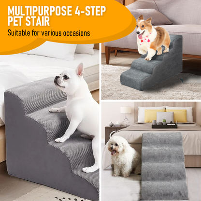 Non-Slip 4 Tiers Dog Ramp/Step/Stair Foam Dog Steps for High Beds or Couches - Image 5