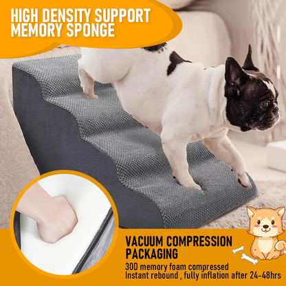 Non-Slip 4 Tiers Dog Ramp/Step/Stair Foam Dog Steps for High Beds or Couches - Image 6