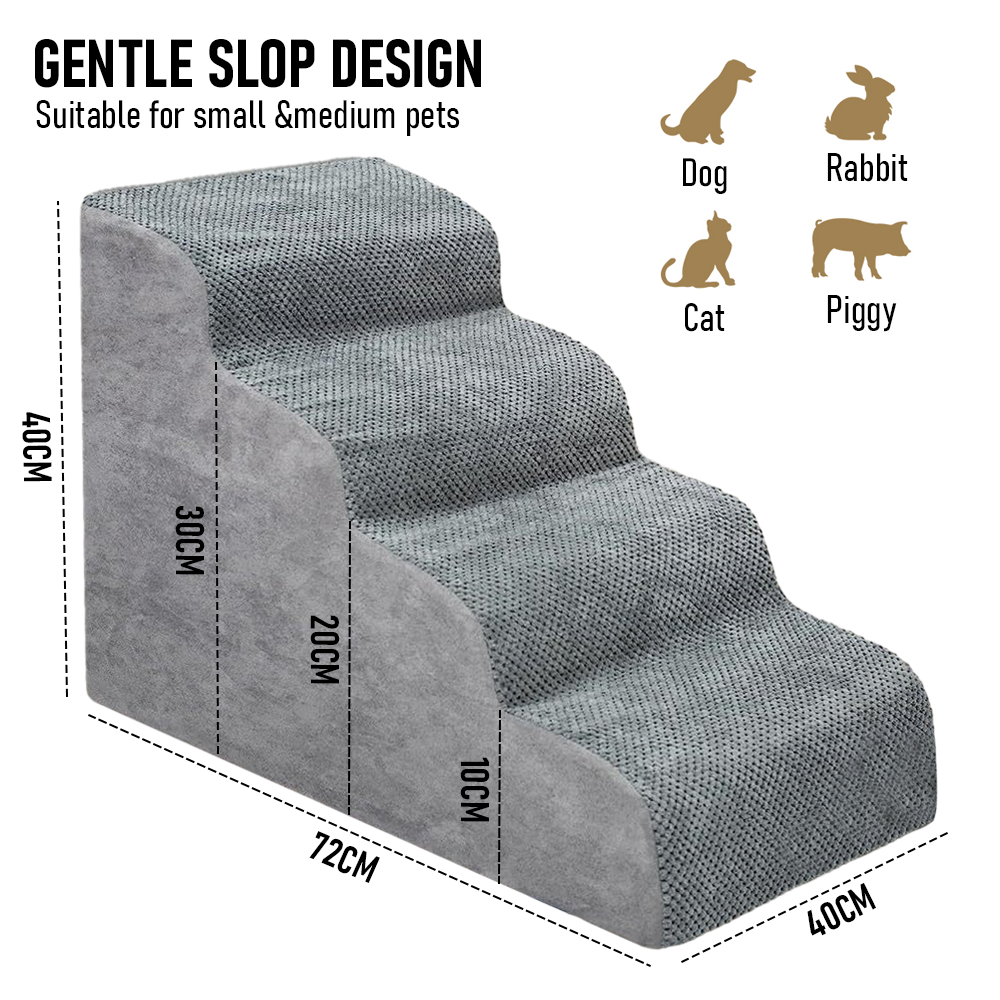 Non-Slip 4 Tiers Dog Ramp/Step/Stair Foam Dog Steps for High Beds or Couches - Image 7