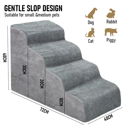 Non-Slip 4 Tiers Dog Ramp/Step/Stair Foam Dog Steps for High Beds or Couches - Image 7