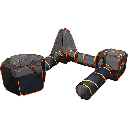 6 in1 Outdoor Portable Pet Cat Playpen Folding Pop Up Mesh Play Tent Tunnel House Enclosures Portable with Storage Bag for Indoor and Outdoor