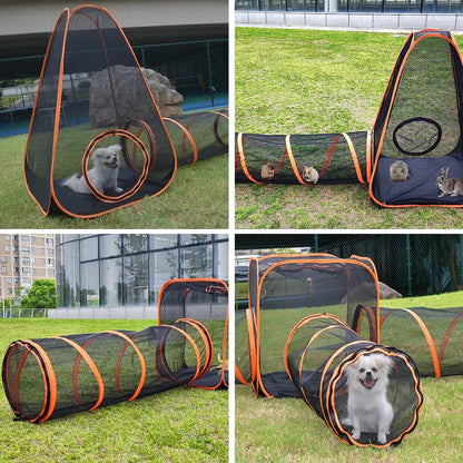 6 in1 Outdoor Portable Pet Cat Playpen Folding Pop Up Mesh Play Tent Tunnel House Enclosures Portable with Storage Bag for Indoor and Outdoor - Image 3