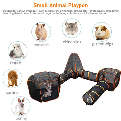 6 in1 Outdoor Portable Pet Cat Playpen Folding Pop Up Mesh Play Tent Tunnel House Enclosures Portable with Storage Bag for Indoor and Outdoor - Image 7