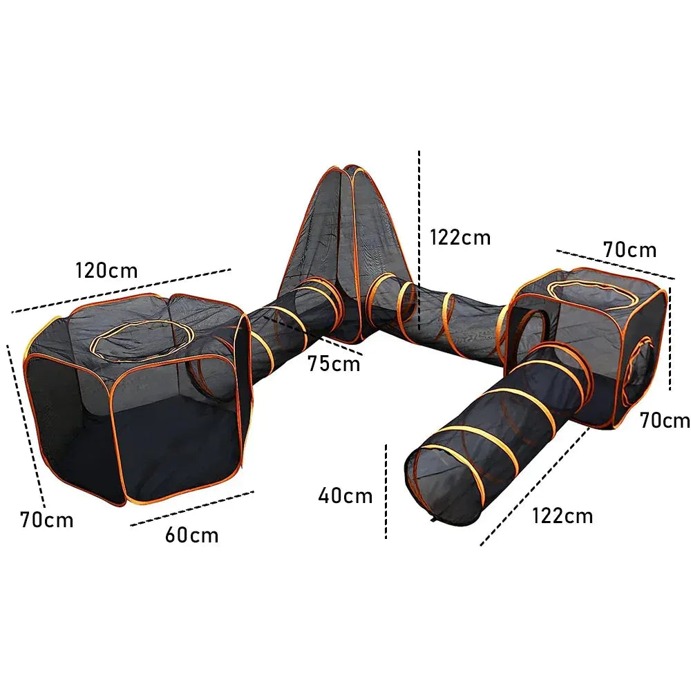 6 in1 Outdoor Portable Pet Cat Playpen Folding Pop Up Mesh Play Tent Tunnel House Enclosures Portable with Storage Bag for Indoor and Outdoor - Image 8