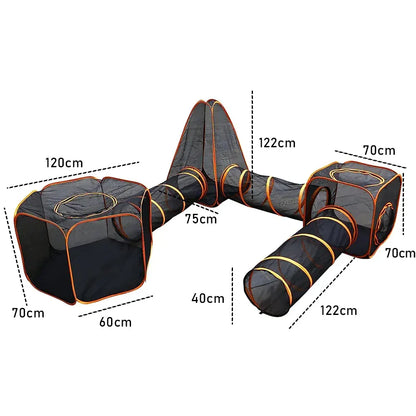 6 in1 Outdoor Portable Pet Cat Playpen Folding Pop Up Mesh Play Tent Tunnel House Enclosures Portable with Storage Bag for Indoor and Outdoor - Image 8