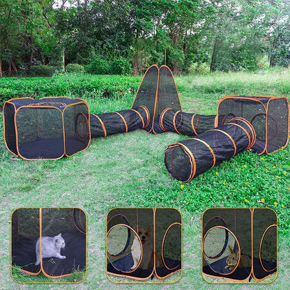 6 in1 Outdoor Portable Pet Cat Playpen Folding Pop Up Mesh Play Tent Tunnel House Enclosures Portable with Storage Bag for Indoor and Outdoor - Image 9