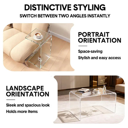 Acrylic Coffee Table Small Clear Acrylic Side Table For Coffee Drink Food Snack in Living Room Apartment Dorm One-Piece Bent End Table 50×30×30cm - Image 4