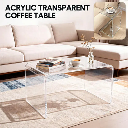 Acrylic Coffee Table Small Clear Acrylic Side Table For Coffee Drink Food Snack in Living Room Apartment Dorm One-Piece Bent End Table 50×30×30cm - Image 5