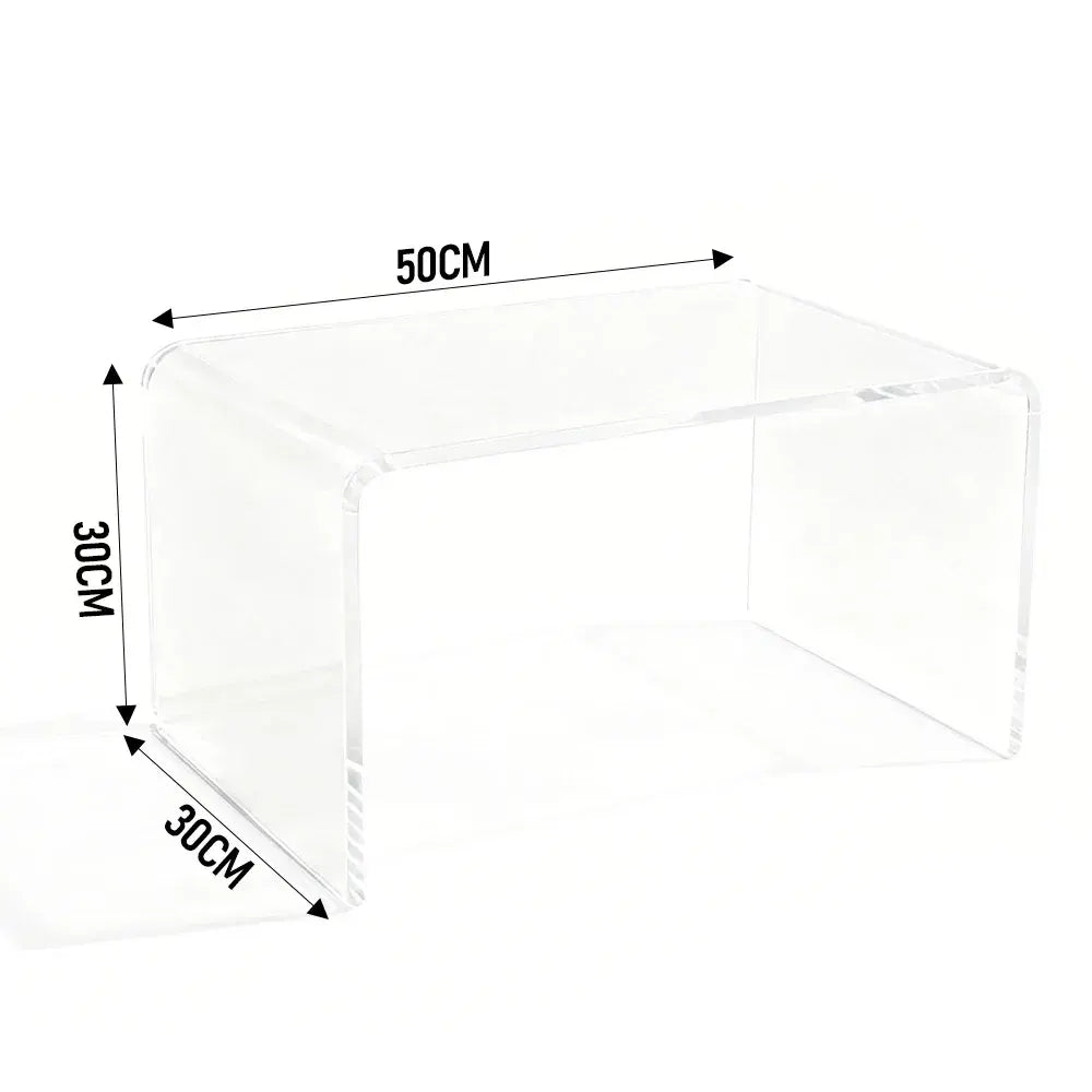 Acrylic Coffee Table Small Clear Acrylic Side Table For Coffee Drink Food Snack in Living Room Apartment Dorm One-Piece Bent End Table 50×30×30cm - Image 7