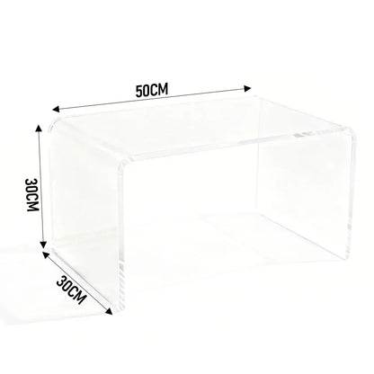 Acrylic Coffee Table Small Clear Acrylic Side Table For Coffee Drink Food Snack in Living Room Apartment Dorm One-Piece Bent End Table 50×30×30cm - Image 7