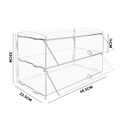 Alston 2-Tier Bakery Display Case Cabinet Pastry Acrylic Cupcake Donuts Cake Pastry Clear Display Cabinet Shelf Transparent Showcase 225x485x330mm - Image 9