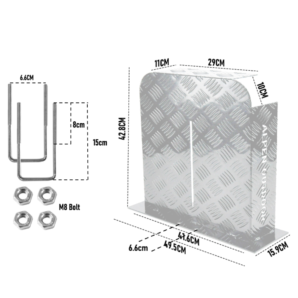 Alpen Outdoor Base Mount 2mm Thickness Aluminium Diesel Heater Fuel Tank Cover Left/Right for 10L 15L Fuel Tank Silver - Image 8