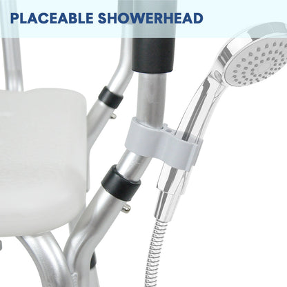 Shower Seat Bath Chair Adjustable Height Non-Slip Shower Bathtub Seat with Padded Arms Removable Back for Elderly Medical Disabled Safety Bathroom - Image 6