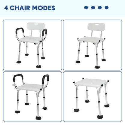 Shower Seat Bath Chair Adjustable Height Non-Slip Shower Bathtub Seat with Padded Arms Removable Back for Elderly Medical Disabled Safety Bathroom - Image 7