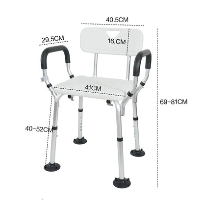 Shower Seat Bath Chair Adjustable Height Non-Slip Shower Bathtub Seat with Padded Arms Removable Back for Elderly Medical Disabled Safety Bathroom - Image 8