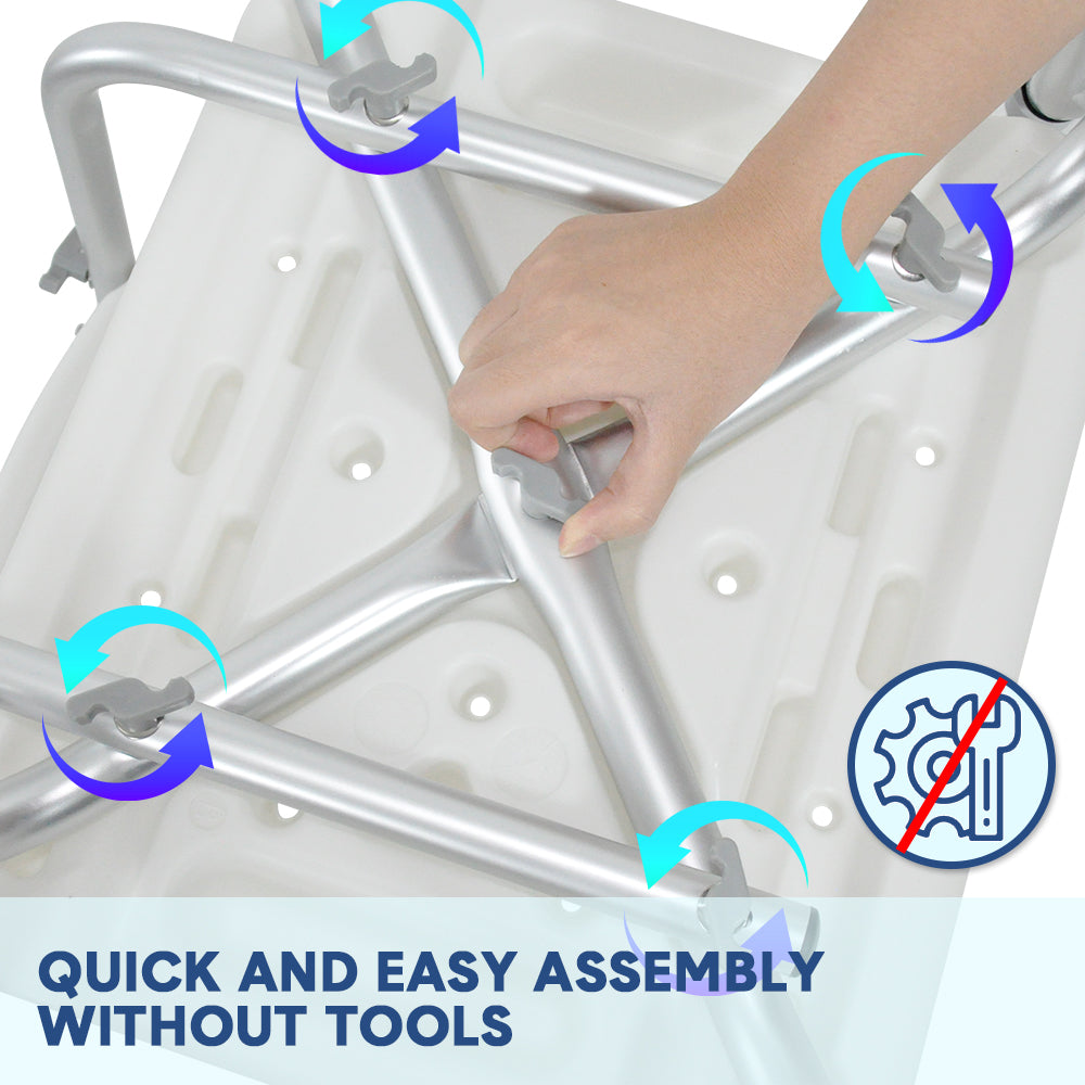 Shower Seat Bath Chair Adjustable Height Non-Slip Shower Bathtub Seat with Padded Arms Removable Back for Elderly Medical Disabled Safety Bathroom - Image 9
