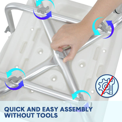 Shower Seat Bath Chair Adjustable Height Non-Slip Shower Bathtub Seat with Padded Arms Removable Back for Elderly Medical Disabled Safety Bathroom - Image 9
