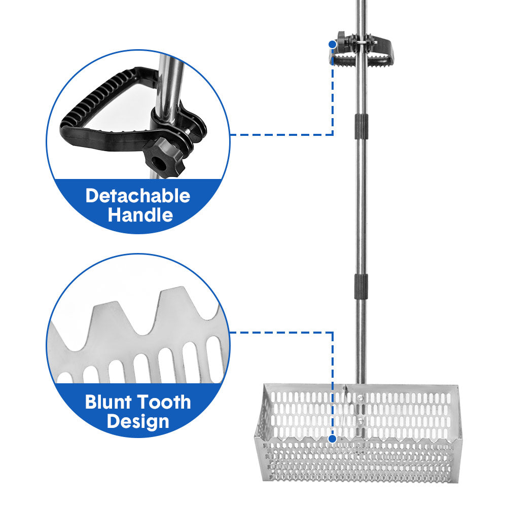 Beach Rake Stainless Steel Sand Flea Rake 140cm Long Detachable Handle and Shark Tooth Wide Sifter for Easy Sand Flea Removal with Bonus Basket and Tools - Image 5