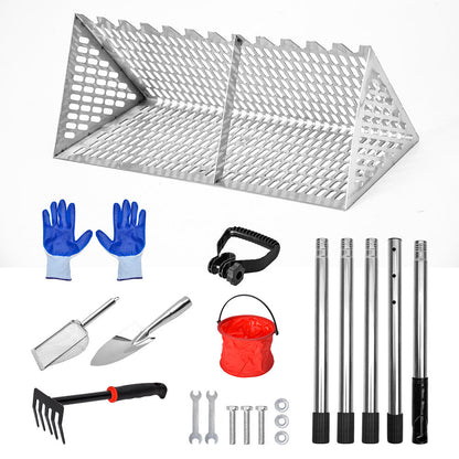 Beach Rake Stainless Steel Sand Flea Rake 140cm Long Detachable Handle and Shark Tooth Wide Sifter for Easy Sand Flea Removal with Bonus Basket and Tools - Image 6