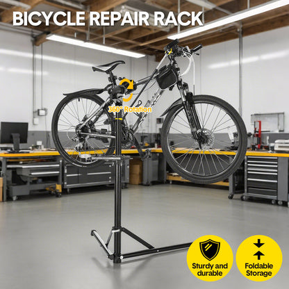 Bike Repair Rack 360 Rotating 40 to 63Inch Height Adjustable Home Bicycle Mechanic Stand Anti-Slip Foldable Maintenance Stand with Tool Tray Max Load 60lbs - Image 2