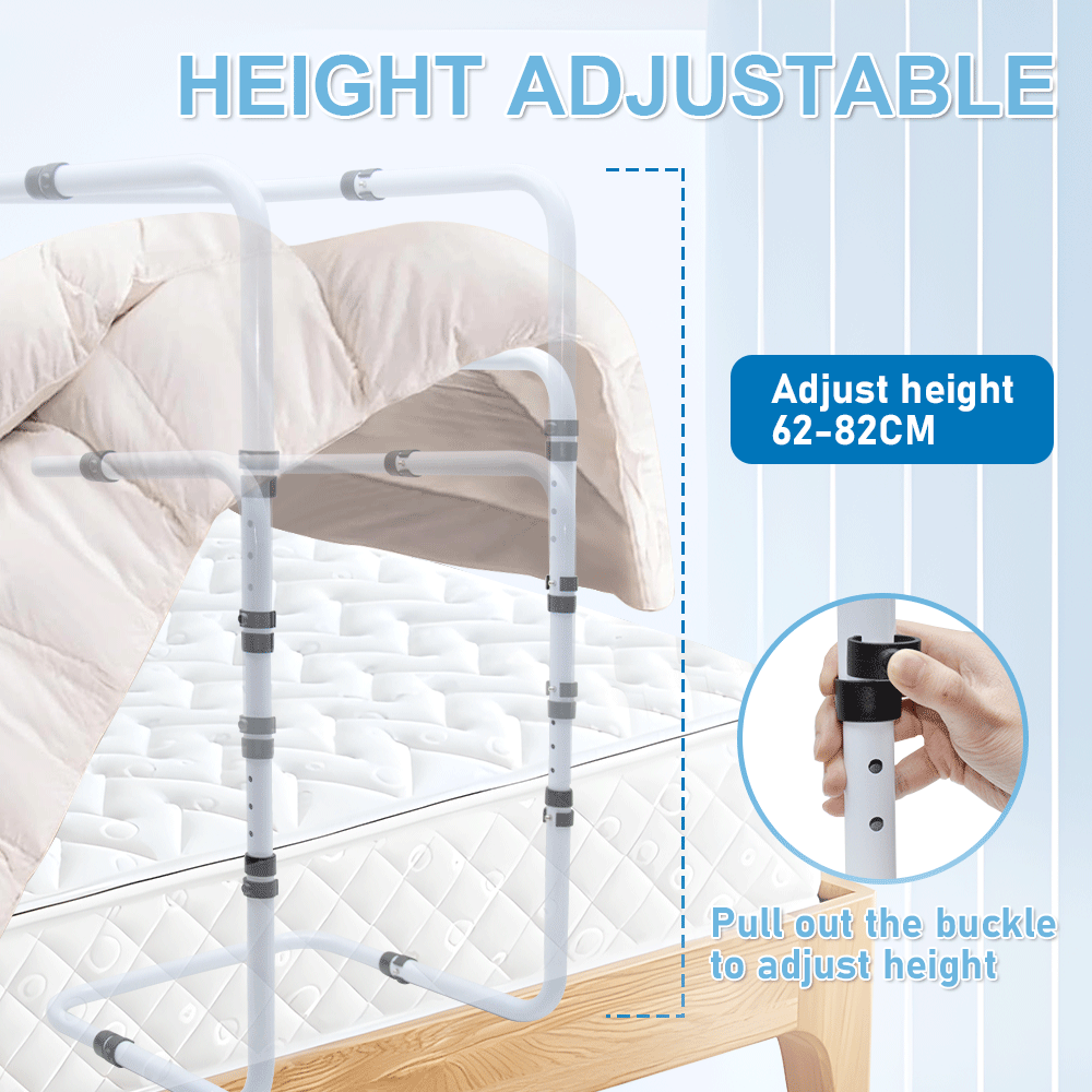 Blanket Lifter Bar 62-82cm Height Adjustable Feet Tent Steel Bed Cradle Max Load 136kg with 4 Clips for Feet Toes Leg Knee Ankle Post Surgery Recovery - Image 4